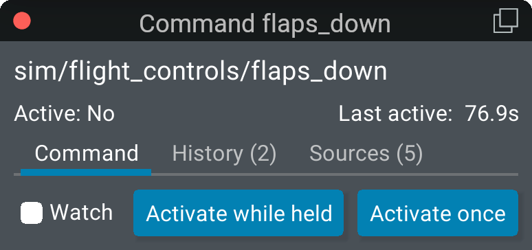 Command detail window