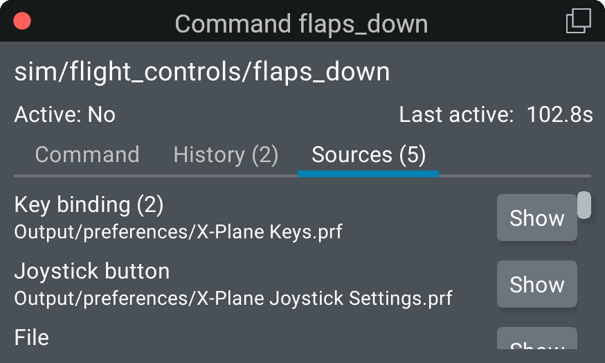 Command detail window